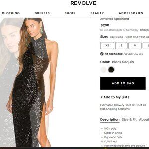 x REVOLVE Samba Gown in Black Sequin Amanda Uprichard Color: Black Sequin Size